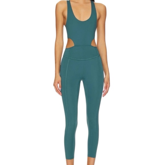 Free People Movement Back It Up One-piece Jumpsuit Pacific Green Size S - Picture 2 of 9